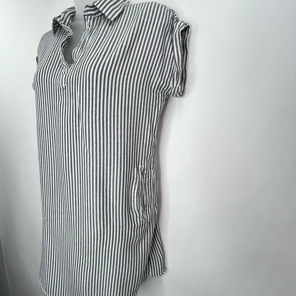 Thread+Supply Black & White Vertical Stripe Soft Tunic Top/Dress Women Sz Small
